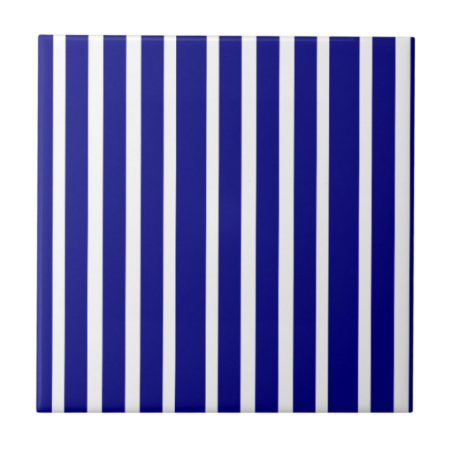 Azulejo De Cerâmica Ceramic Tile Blue & White Stripe (Frente)