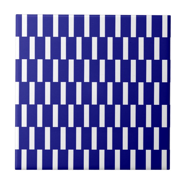 Azulejo De Cerâmica Ceramic Tile Blue & White Stripe (Frente)
