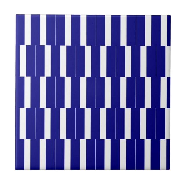 Azulejo De Cerâmica Ceramic Tile Blue & White Stripe (Frente)
