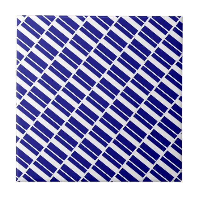 Azulejo De Cerâmica Ceramic Tile Blue & White Stripe (Frente)