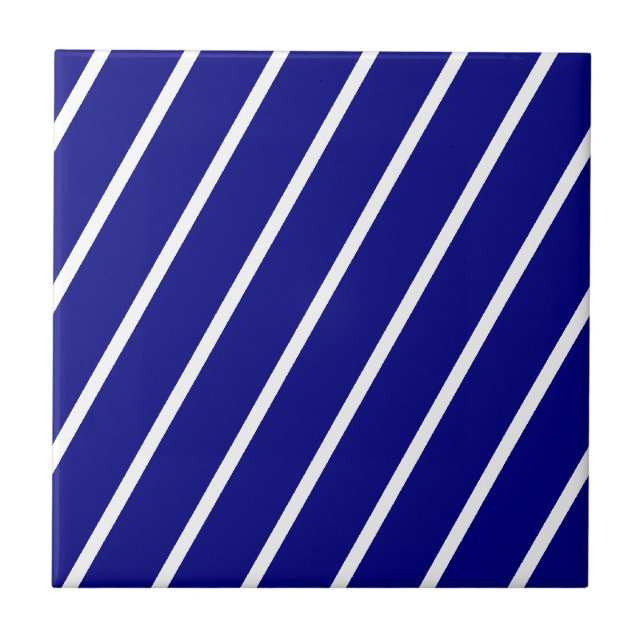 Azulejo De Cerâmica Ceramic Tile Blue & White Stripe (Frente)