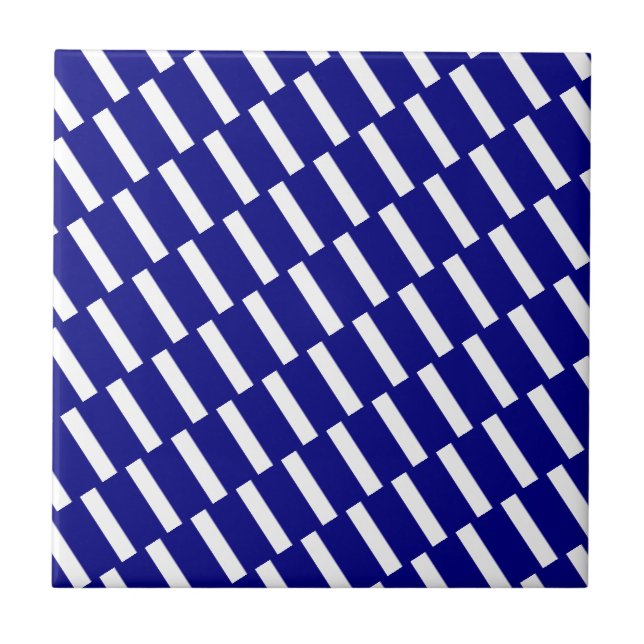 Azulejo De Cerâmica Ceramic Tile Blue & White Stripe (Frente)