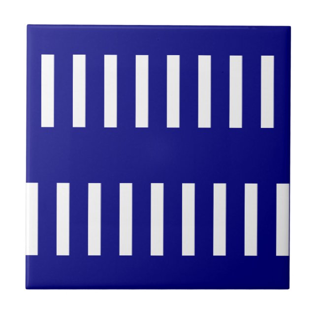 Azulejo De Cerâmica Ceramic Tile Blue & White Stripe (Frente)