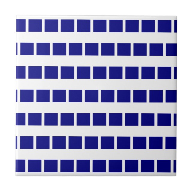 Azulejo De Cerâmica Ceramic Tile Blue & White Stripe Checkered (Frente)