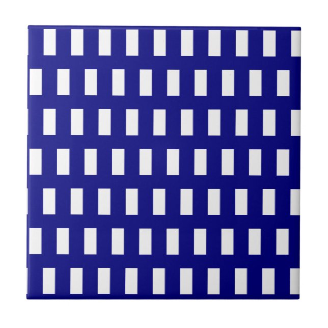 Azulejo De Cerâmica Ceramic Tile Blue & White Stripe Checkered (Frente)