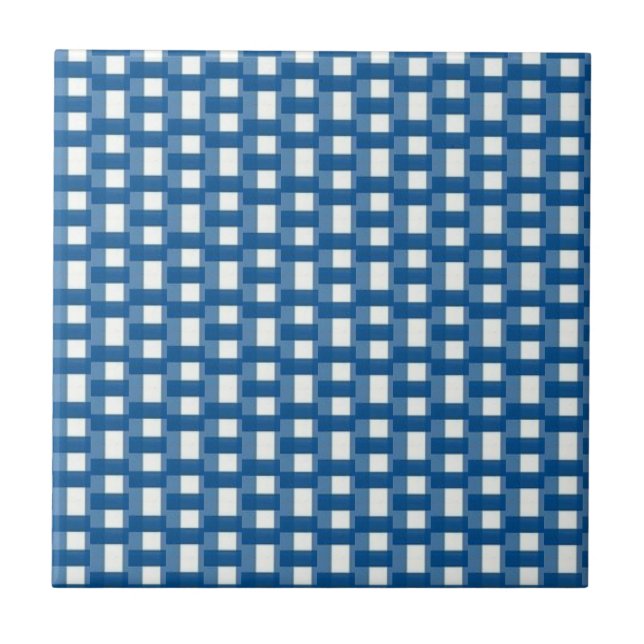 Azulejo De Cerâmica Ceramic Tile Blue & White Stripe Square (Frente)