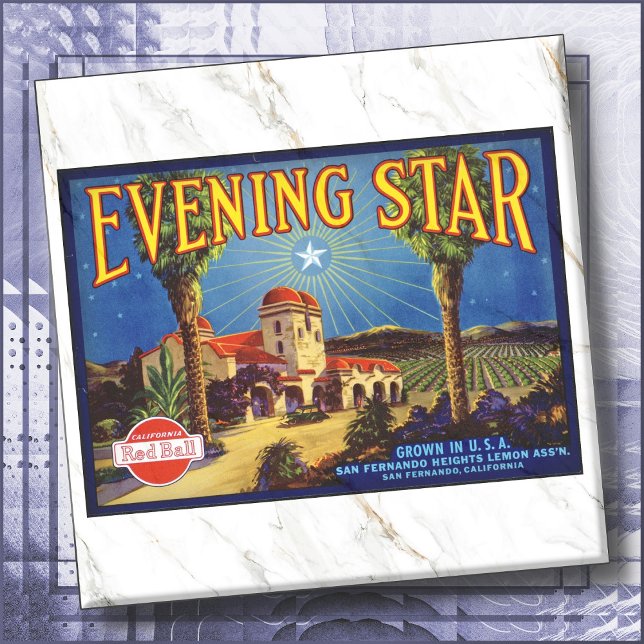Azulejo De Cerâmica CERAMIC TILE - ''Evening Star'' - Crate Label (Criador carregado)