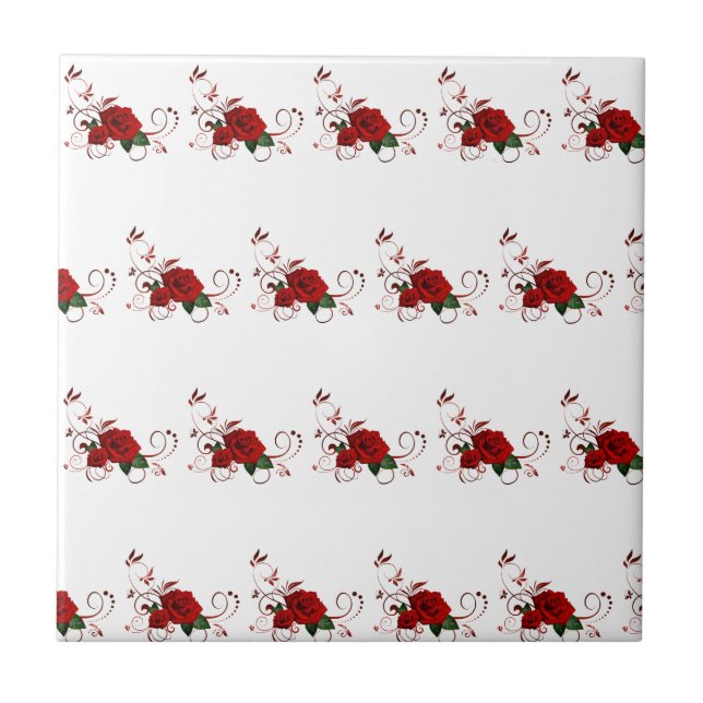 Azulejo De Cerâmica Ceramic Tile Floral Red Rose (Frente)