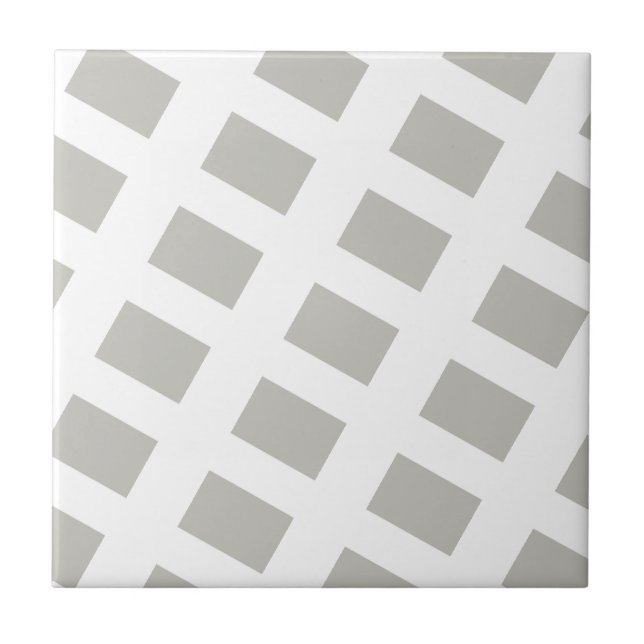 Azulejo De Cerâmica Ceramic Tile Grey & White Stripe Square (Frente)