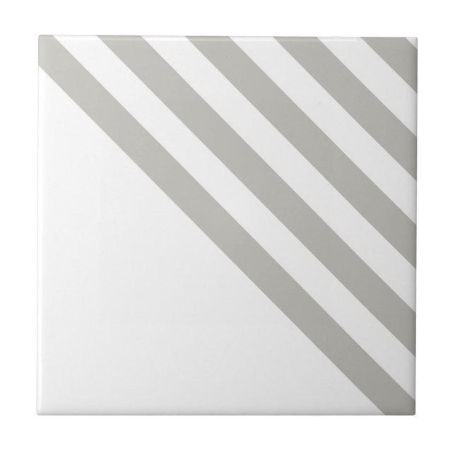 Azulejo De Cerâmica Ceramic Tile Grey & White Stripe Square (Frente)