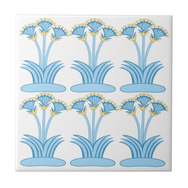 Azulejo De Cerâmica Ceramic Tile in Minoan Lilies aqua (Frente)