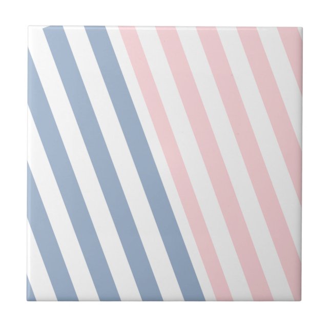 Azulejo De Cerâmica Ceramic Tile Pink & Blue Stripe  (Frente)