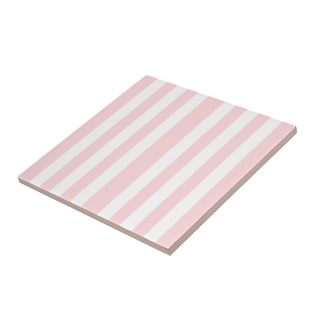 Azulejo De Cerâmica Ceramic Tile Pink & White Stripe (Lateral)