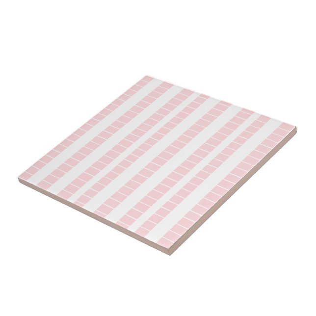 Azulejo De Cerâmica Ceramic Tile Pink & White Stripe (Lateral)