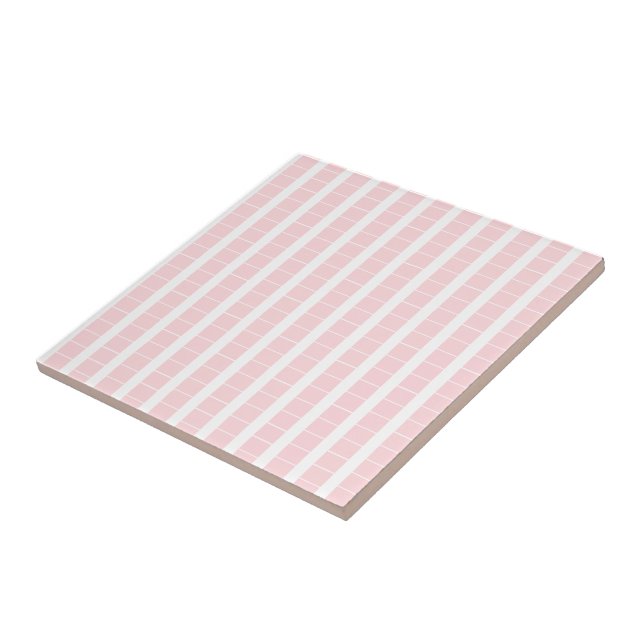 Azulejo De Cerâmica Ceramic Tile Pink & White Stripe Square (Lateral)