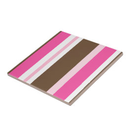 Azulejo De Cerâmica Ceramic Tile Stripe Chic Brown & Pink Stripe