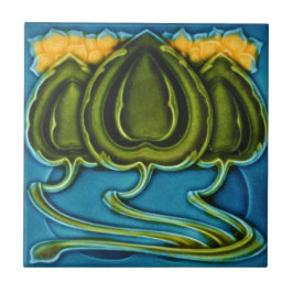 Azulejo De Cerâmica Ceramic Tile - Yellow Flowers Art Nouveau