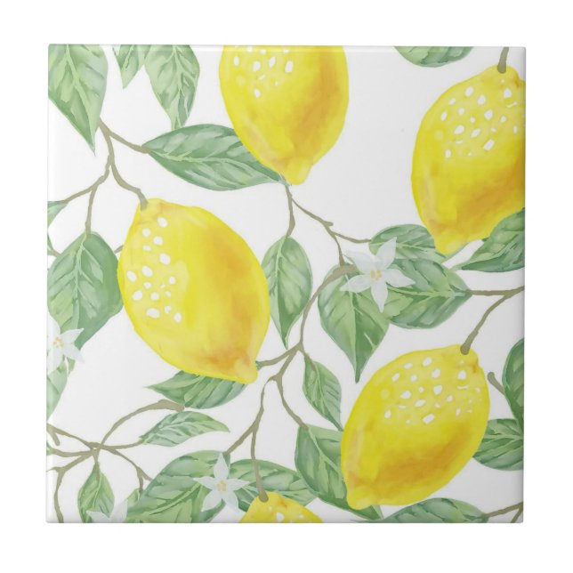 Azulejo De Cerâmica Ceramic Tile Yellow & White Lemon  (Frente)