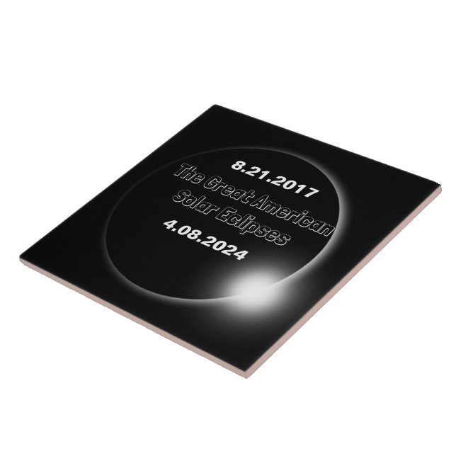 Azulejo De Cerâmica Cerâmica do Eclipse Solar com Datas Duplas de 2024 (Lateral)