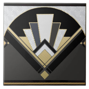 Azulejo De Cerâmica Cerâmica Dourada preta e com padrão de cinza