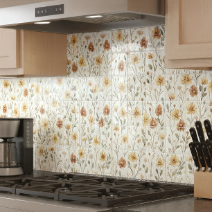 Azulejo De Cerâmica Cerâmica Flor Silvestre Aquarela Boho