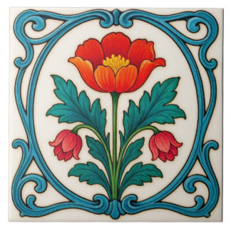 Azulejo De Cerâmica Cerâmica Ornamental Bonita no Estilo Arte Nova