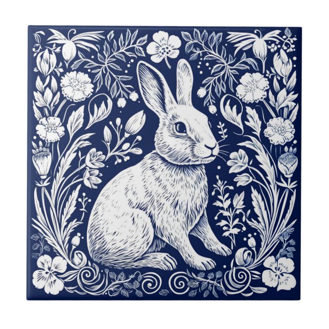 Azulejo De Cerâmica Cerâmica Rustic Briar Rabbit (Frente)