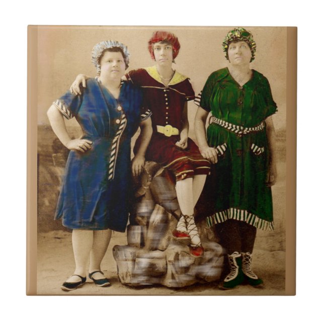 Azulejo De Cerâmica cerca de 1910 Atlantic City balnear Beauties RPPC (Frente)