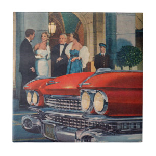 Azulejo De Cerâmica cerca de 1960 Cadillac vermelho