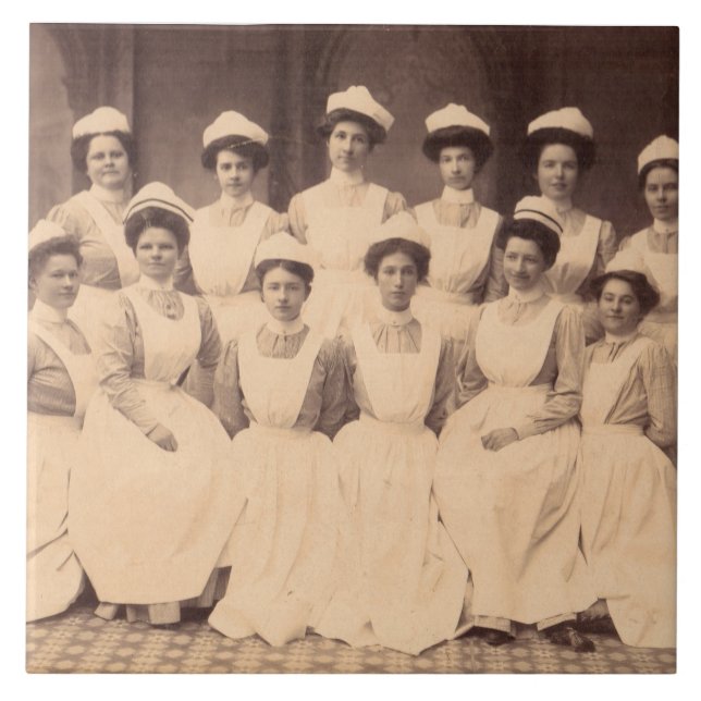 Azulejo De Cerâmica cerca dos formandos 1914 da escola de cuidados (Frente)