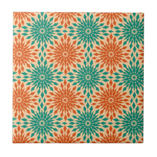Azulejo De Cerâmica Cerceta Funky de Starburt & design alaranjado