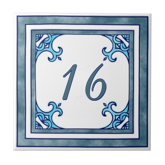 Azulejo De Cerâmica Cerceta número da casa grande (Frente)