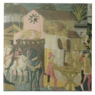 Azulejo De Cerâmica Cerimônia de casamento pintada no painel de casset