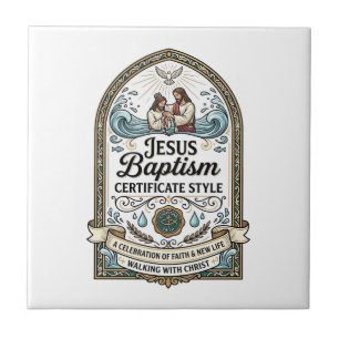 Azulejo De Cerâmica Certificado de Batismo de Jesus Estilo Certificado