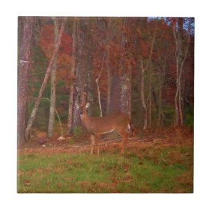 Azulejo De Cerâmica Cerveja, Grama Verde, folhas vermelhas e Douradas