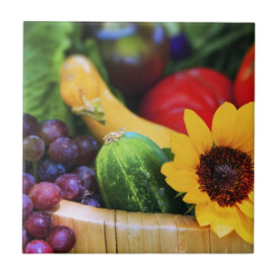 Azulejo De Cerâmica Cesto da Colheita do Jardim