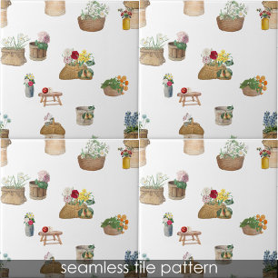 Azulejo De Cerâmica Cestos de Flores de Mercado do Aquecedor