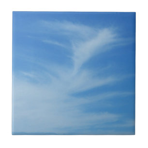 Azulejo De Cerâmica Céu Azul com Nuvens Brancas Foto Abstrata da Natur