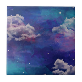 Azulejo De Cerâmica Céu Azul E Roxo Da Noite Estrelada