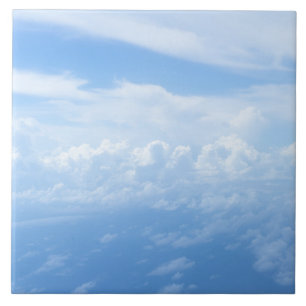 Azulejo De Cerâmica Céu azul pastel, nuvens brancas lisas