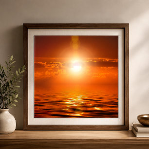 Azulejo De Cerâmica Céu De Ouro Laranja Tranquilo, Pousado, Ao Mar