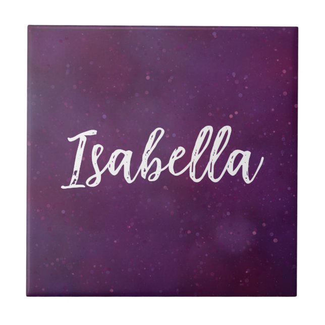 Azulejo De Cerâmica Céu estrelado roxo (Frente)