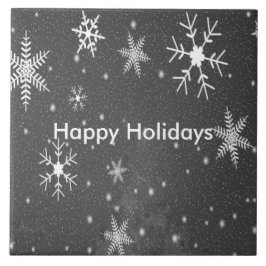 Azulejo De Cerâmica Céu Negro com Flocos de Neve Brancos e Cinzas, ZSS