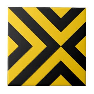 Azulejo De Cerâmica Cevrons Amarelo e Preto