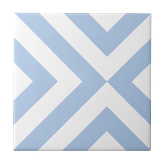 Azulejo De Cerâmica Cevrons Azul e Branco Claro (Frente)