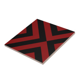 Azulejo De Cerâmica Cevrons vermelho e preto