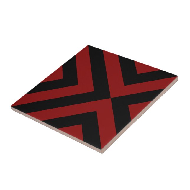 Azulejo De Cerâmica Cevrons vermelho e preto (Lateral)