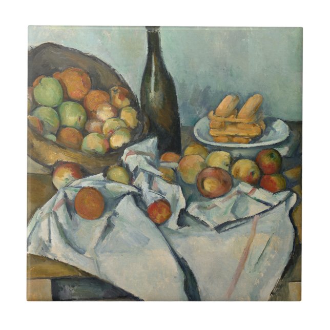 Azulejo De Cerâmica Cezanne Basket Apple Impressionismo Arte (Frente)