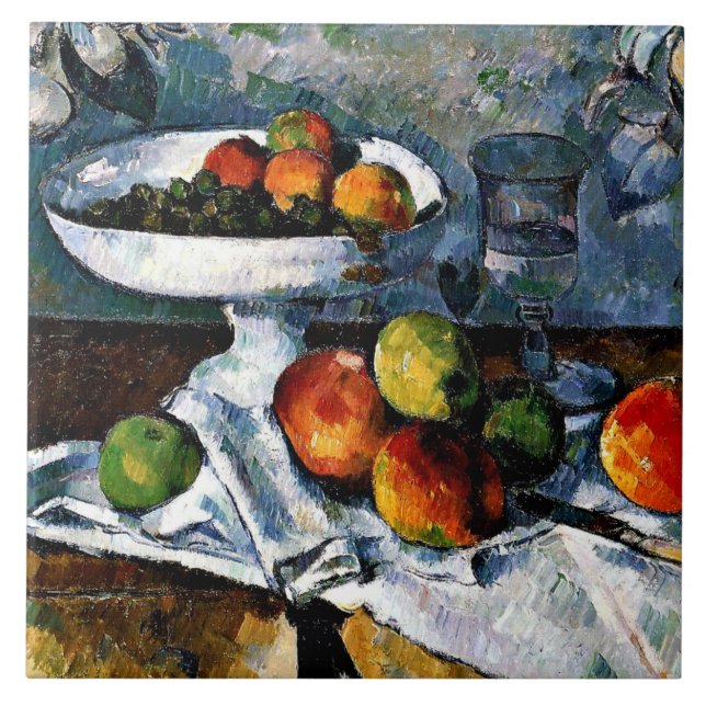 Azulejo De Cerâmica Cezanne - Compotier, Glass, Apple (Frente)
