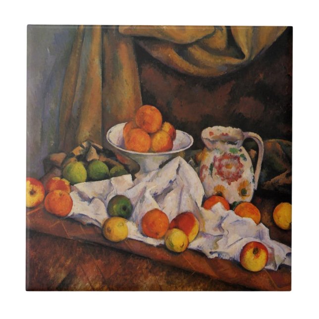 Azulejo De Cerâmica Cezanne: Fruta Bowl, Pitcher e trabalho de arte Fr (Frente)